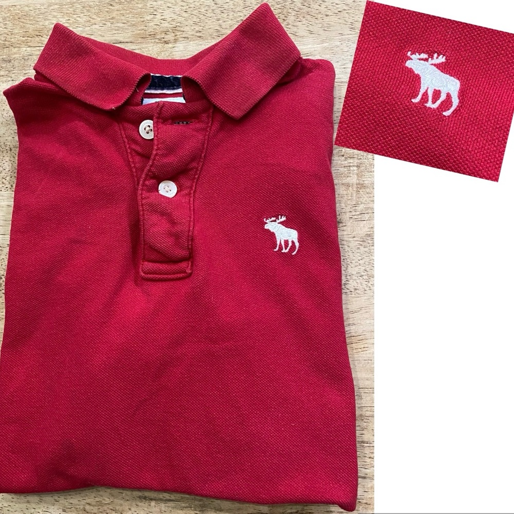 Abercrombie Boy’s Size L large‎ Red Cotton Knit Short Sleeve Polo